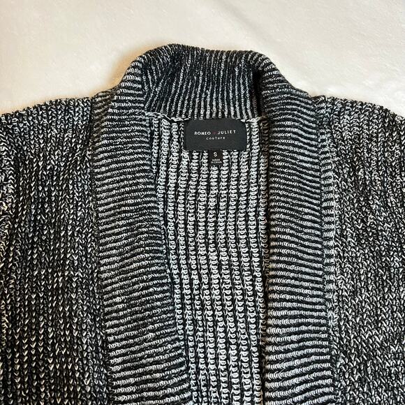 Romeo & Juliet Couture Cable Knit Rib Trim Long Line Open Front Cardigan Size S - Picture 3 of 11